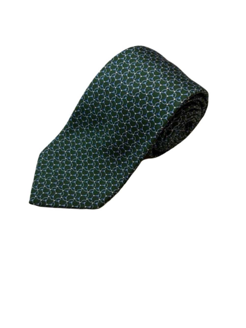 Brooks Brothers Silk Tie Green Equestrian Horsebit Print USA Prep